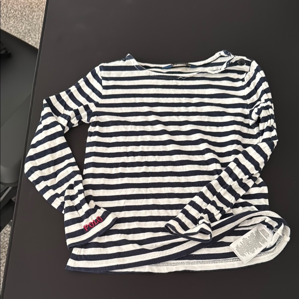Polo by Ralph Lauren Classic Blue and White Striped Long Sleeve Tee